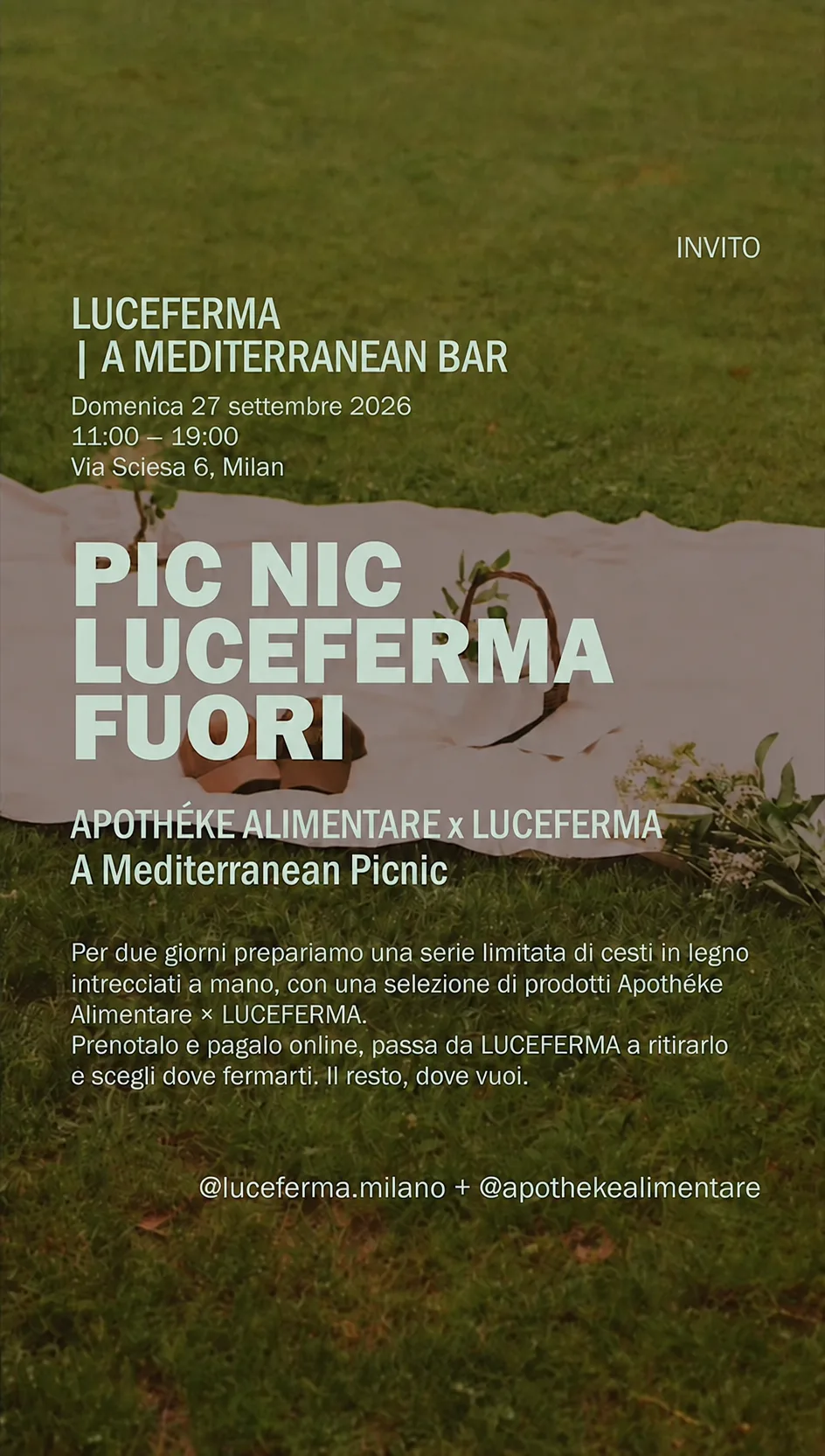 Apothéke Alimentare x LUCEFERMA | A mediterranean picnic | 27.09
